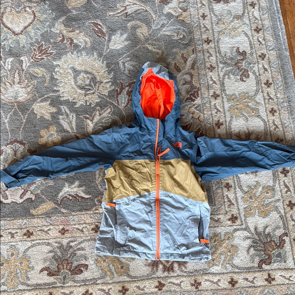 The North Face Blue and Tan Jacket with Orange Accents